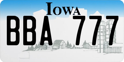 IA license plate BBA777