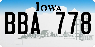 IA license plate BBA778