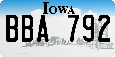IA license plate BBA792
