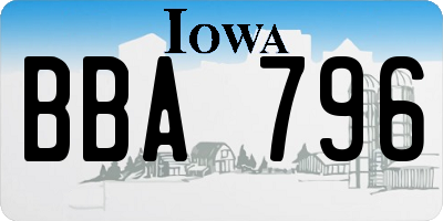 IA license plate BBA796