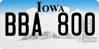 IA license plate BBA800