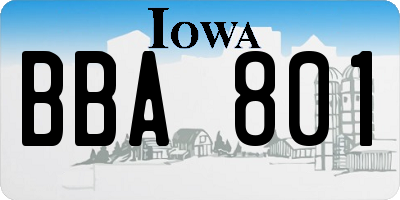 IA license plate BBA801