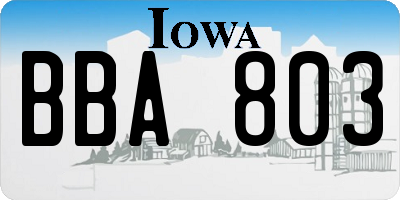 IA license plate BBA803