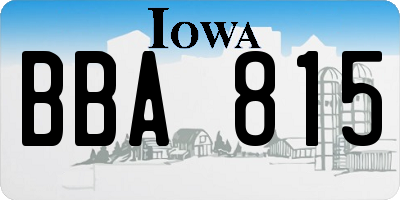 IA license plate BBA815