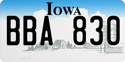 IA license plate BBA830