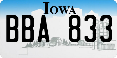 IA license plate BBA833