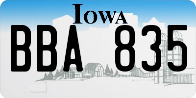IA license plate BBA835