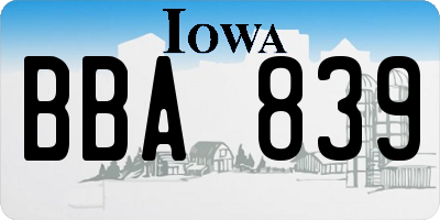 IA license plate BBA839