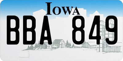 IA license plate BBA849