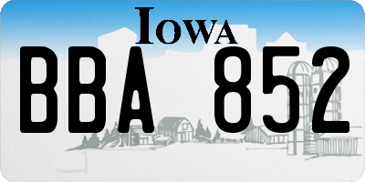 IA license plate BBA852