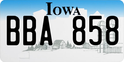 IA license plate BBA858