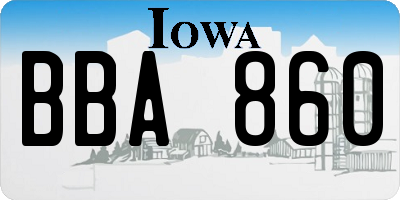 IA license plate BBA860