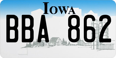 IA license plate BBA862