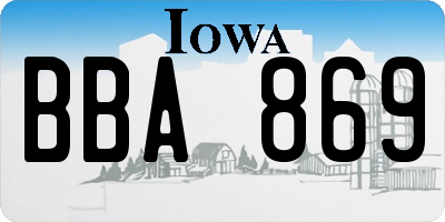 IA license plate BBA869