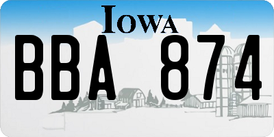 IA license plate BBA874
