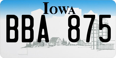 IA license plate BBA875