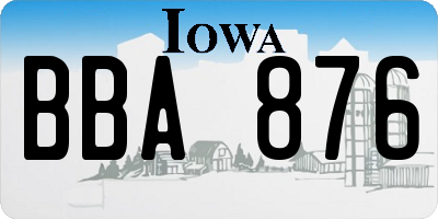 IA license plate BBA876