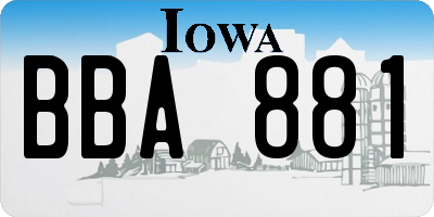 IA license plate BBA881