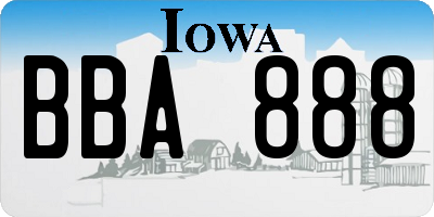 IA license plate BBA888