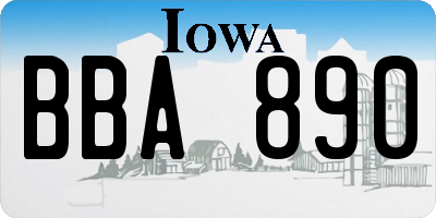 IA license plate BBA890
