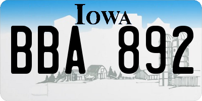 IA license plate BBA892