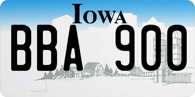 IA license plate BBA900