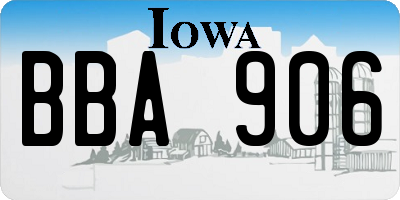 IA license plate BBA906