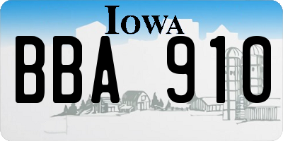 IA license plate BBA910