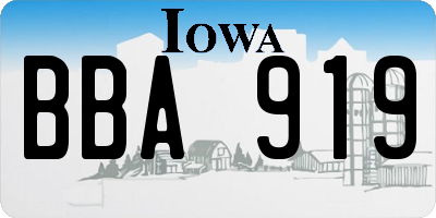 IA license plate BBA919