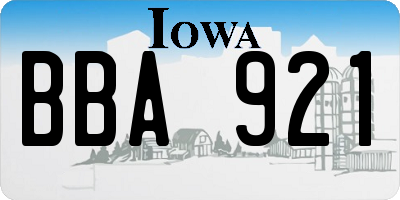 IA license plate BBA921