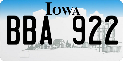 IA license plate BBA922