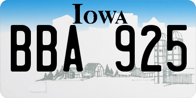 IA license plate BBA925
