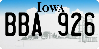 IA license plate BBA926