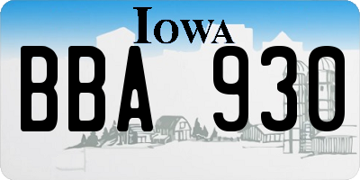 IA license plate BBA930