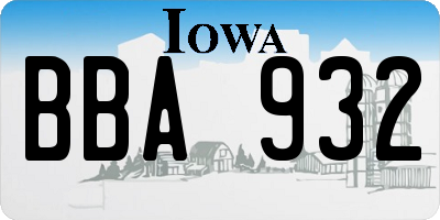 IA license plate BBA932