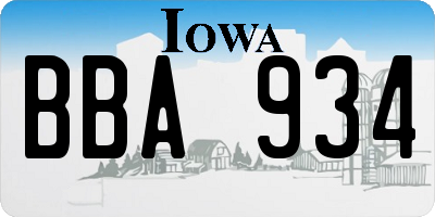 IA license plate BBA934