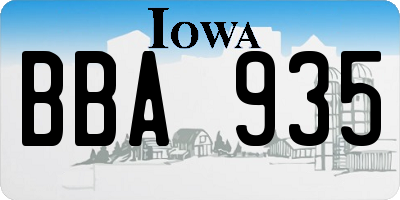 IA license plate BBA935