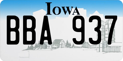 IA license plate BBA937
