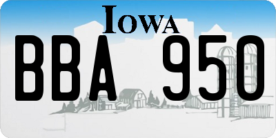 IA license plate BBA950