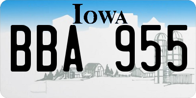 IA license plate BBA955