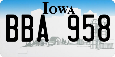 IA license plate BBA958