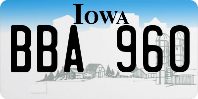 IA license plate BBA960