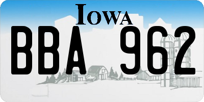IA license plate BBA962