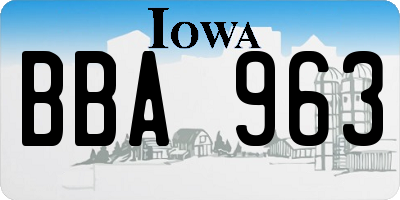 IA license plate BBA963