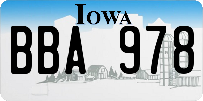 IA license plate BBA978