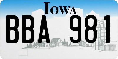 IA license plate BBA981