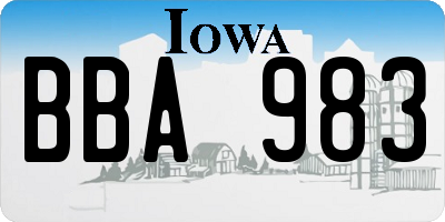 IA license plate BBA983
