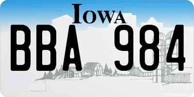 IA license plate BBA984