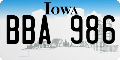 IA license plate BBA986