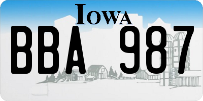 IA license plate BBA987
